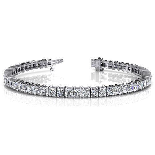 Pulseira de tênis Wg 14K corte princesa brilhante 11 quilates diamantes - harrychadent.pt