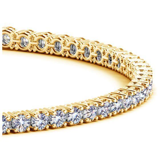 Pulseira feminina de tênis em ouro amarelo 14K 10.50 quilates com diamantes redondos - harrychadent.pt