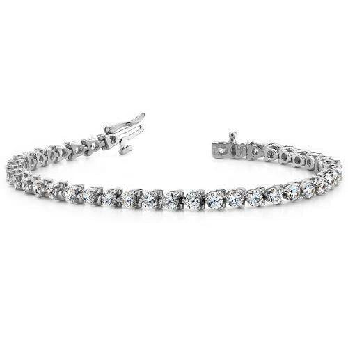 Pulseira de tênis de três diamantes redondos em ouro branco joias finas 8 ct. - harrychadent.pt