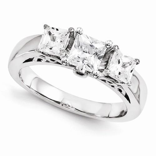 Anel de noivado com diamante de três pedras e ouro branco 14K de 2 quilates - harrychadent.pt