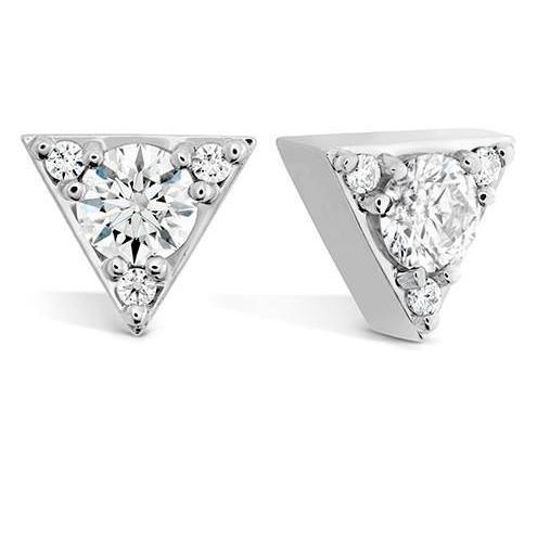 Brincos de pregos em forma de triângulo 1.80 quilates diamantes cintilantes WG 14K - harrychadent.pt
