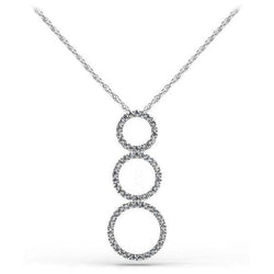 Triple 8 Ct Round Cut Diamonds Circle Pendant Necklace White Gold 14K