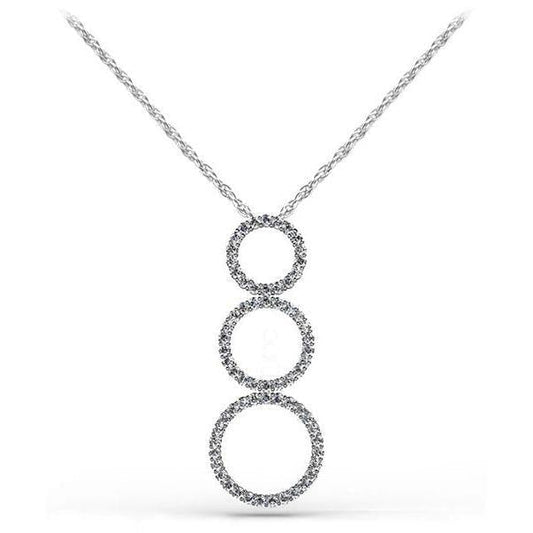 Colar triplo de 8 quilates com pendente redondo de diamantes em ouro branco 14K - harrychadent.pt