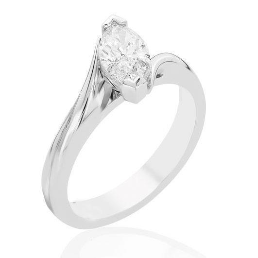 Shank torcido 1.75 Ct Marquise Diamond Solitaire Anel em ouro branco 14K - harrychadent.pt