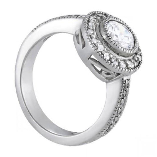 Anel de noivado de diamante redondo Halo estilo vintage 1.50 quilates WG 14K - harrychadent.pt