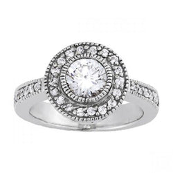 Vintage Style Halo Round Diamond Engagement Ring 1.50 Carat WG 14K