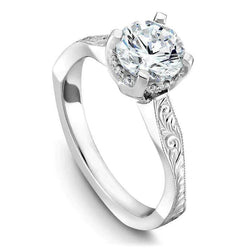 Vintage Style Hidden Halo Diamond White Gold Wedding Ring