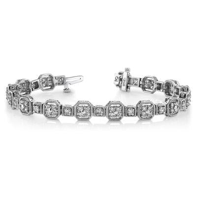Pulseira de diamante redondo estilo vintage joias de ouro branco de 5.25 quilates - harrychadent.pt