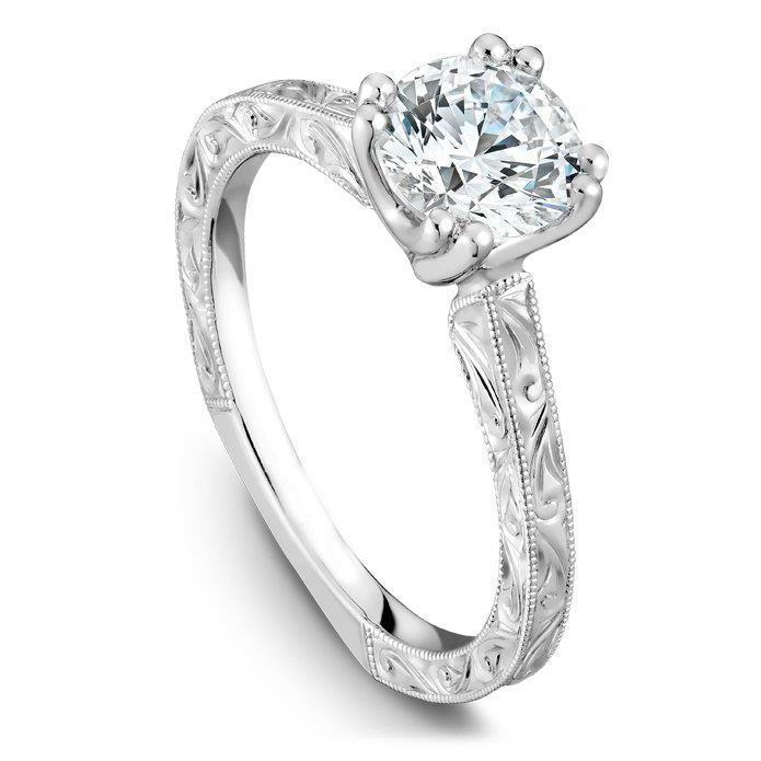Solitaire de estilo vintage de 2 quilates e diamante anel de noivado em ouro branco 14K - harrychadent.pt