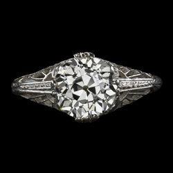 Vintage Style Solitaire Round Old Mine Cut Diamond Ring 3.50 Carats