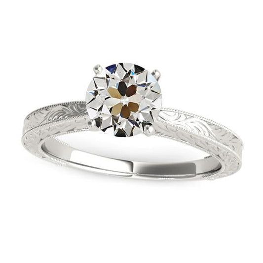 Solitário estilo vintage redondo antigo anel de diamante de 2 quilates - harrychadent.pt