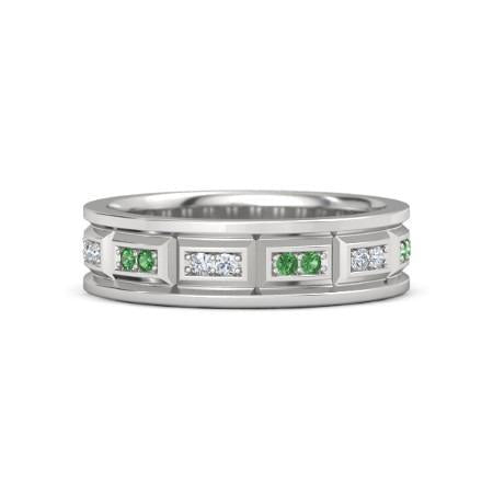 Diamantes de banda tipo vintage verde esmeralda 3.60 quilates ouro branco 14K - harrychadent.pt