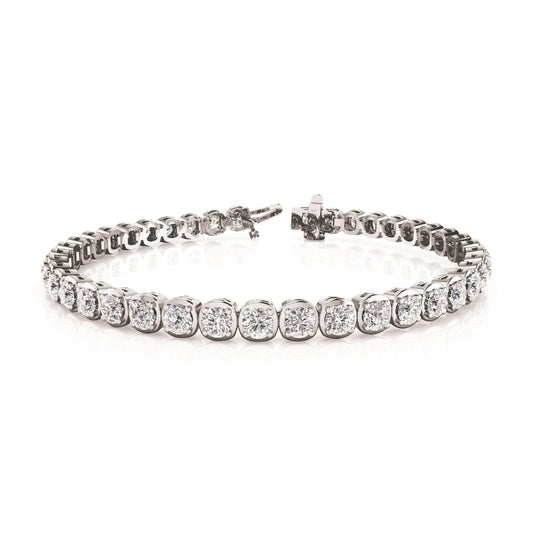 Pulseira de tênis WG 14K com corte redondo 4.40 quilates Sparkling Diamonds - harrychadent.pt