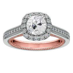 Wedding Halo Ring Round Old Mine Cut Real Diamonds 3.75 Carats Gold Jewelry