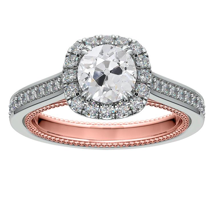 Anel Halo de casamento redondo com diamantes lapidados em mina de 3.75 quilates e joias de ouro - harrychadent.pt