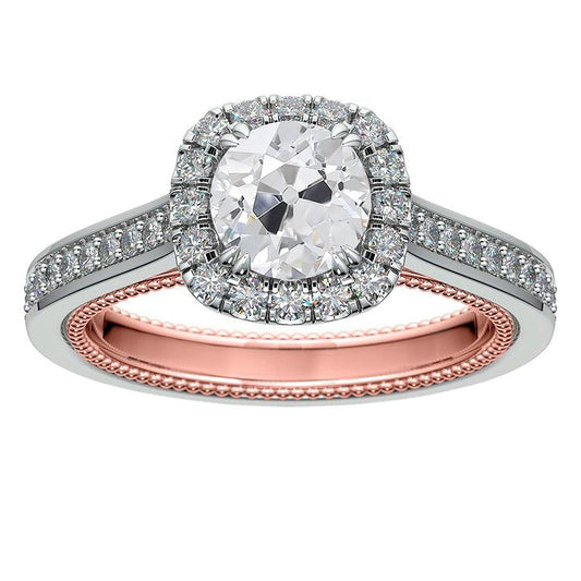 Anel Halo de casamento redondo com diamantes lapidados em mina de 3.75 quilates e joias de ouro - harrychadent.pt