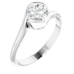 Wedding Ring Cushion Old Mine Cut Diamond Tension Style 4 Carats