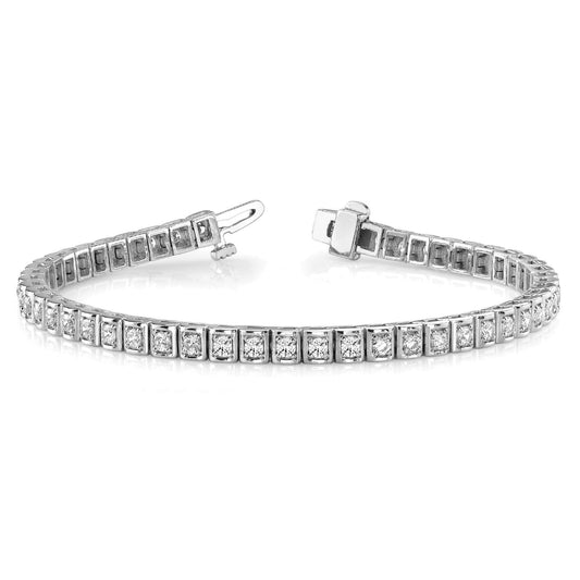 Wg 14K espumante redondo corte 2.55 quilates pulseira de tênis de diamantes - harrychadent.pt