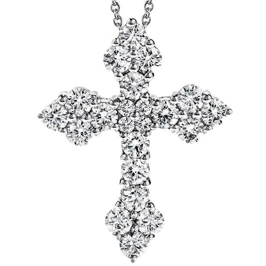 Ouro Branco 14K 3.80 Ct. Colar com pingente em cruz de diamantes com lapidação brilhante - harrychadent.pt