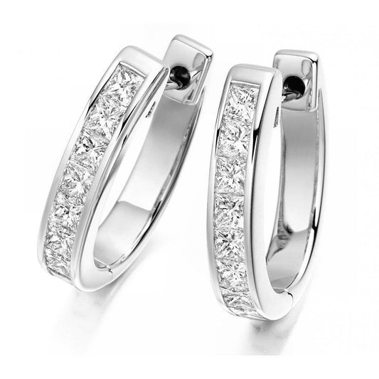 Conjunto de canais de brinco de argola de diamante com corte princesa 4 ct- harrychadent.pt