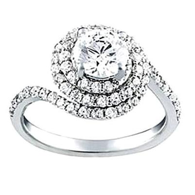 Anel de diamante de 14K em ouro branco Aprox. Anel de halo de 2,50 quilates com acentos - harrychadent.pt