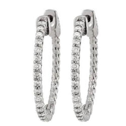 White Gold 14K Diamonds Earring 1.25 Carat Diamond Hoop Earrings