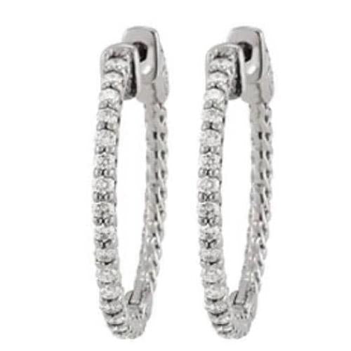 Brinco de diamante de 14K em ouro branco e argola de diamante de 1.25 quilates - harrychadent.pt