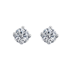 White Gold 14K Diamonds Ladies Studs Earrings 3 Carats Round Cut New