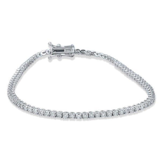 Bracelete de senhora de tênis de ouro branco 14K com corte redondo natural de diamante 7 ct - harrychadent.pt