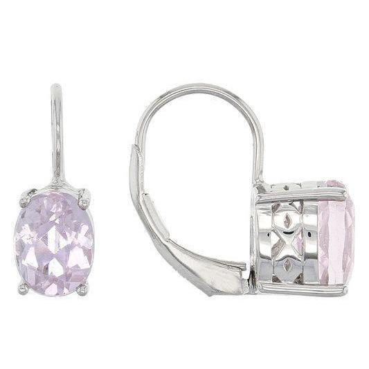 Brincos femininos em ouro branco 14K corte oval 26 quilates Kunzite - harrychadent.pt