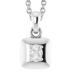 White Gold 14K Oval Old Miner Real Diamond Pendant Prong Set 2 Carats