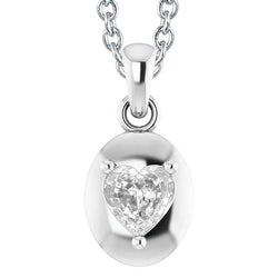 White Gold 14K Real Diamond Pendant Heart Old Miner 2.50 Carats