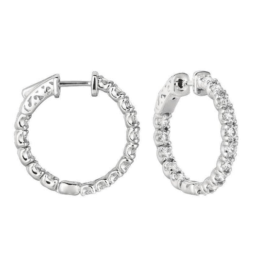 Brinco feminino ouro branco 14K redondo brilhante de 3 quilates e diamante - harrychadent.pt