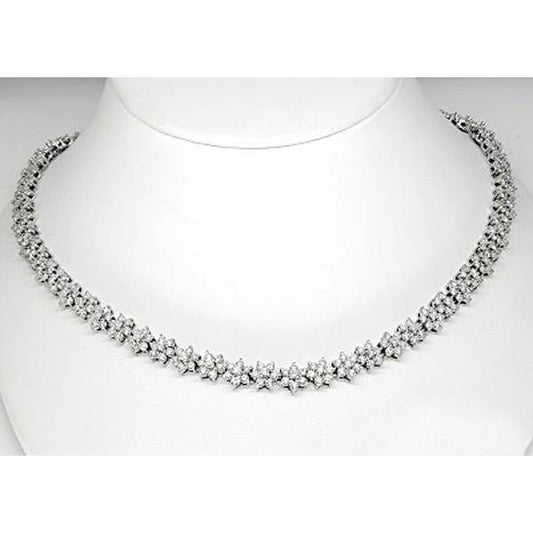 Colar feminino de ouro branco 14k corte redondo 15 quilates diamantes - harrychadent.pt