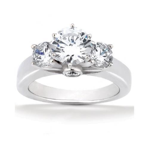 Anel de diamantes em ouro branco 14K com corte redondo de 3 pedras 2,64 quilates novo - harrychadent.pt