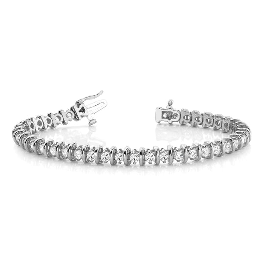 Pulseira de diamantes espumantes em ouro branco 14K com corte redondo de 4 quilates - harrychadent.pt