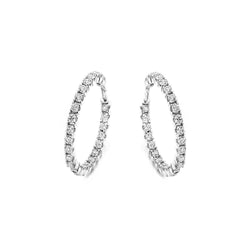 White Gold 14K Round Cut 4.50 Carats Diamonds Hoop Earrings New