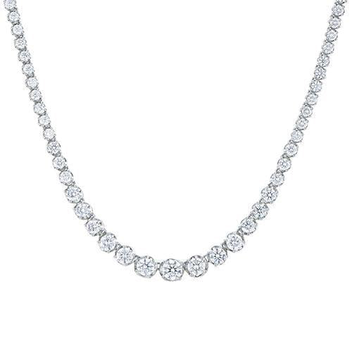Collana da donna in oro bianco 14K con diamanti scintillanti a taglio rotondo da 15.00 ct - harrychadent.pt