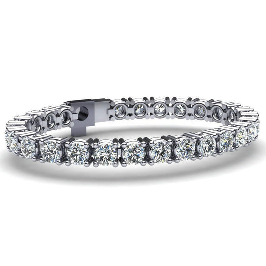 Bracelete de diamante de tênis com pontas redondas de 4 quilates e ouro branco 14K - harrychadent.pt