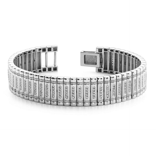 Pulseira masculina de ouro branco 14K diamantes pequenos de 8 quilates - harrychadent.pt