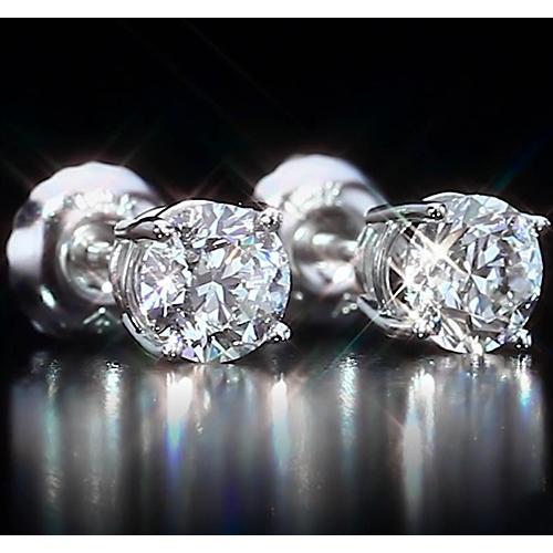 Brincos de ouro branco 14K diamantes de 2 quilates com lapidação redonda - harrychadent.pt