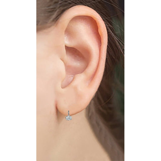 Brincos de diamante oval em ouro branco 2 ct Shepherd Hook estilo leste oeste - harrychadent.pt