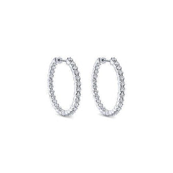 White Gold  2.70 Ct Gorgeous Round Cut Diamonds Ladies Hoop Earring