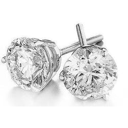 White Gold 3.80 Carats Diamond Stud Earring Pair