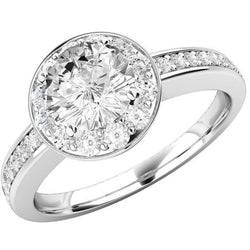 White Gold 4.20 Ct Round Real Diamond Wedding Halo Ring