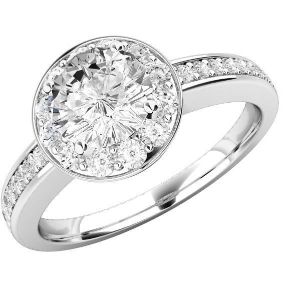 Anel Halo de Casamento de Diamante Redondo em Ouro Branco de 4.20 Ct - harrychadent.pt