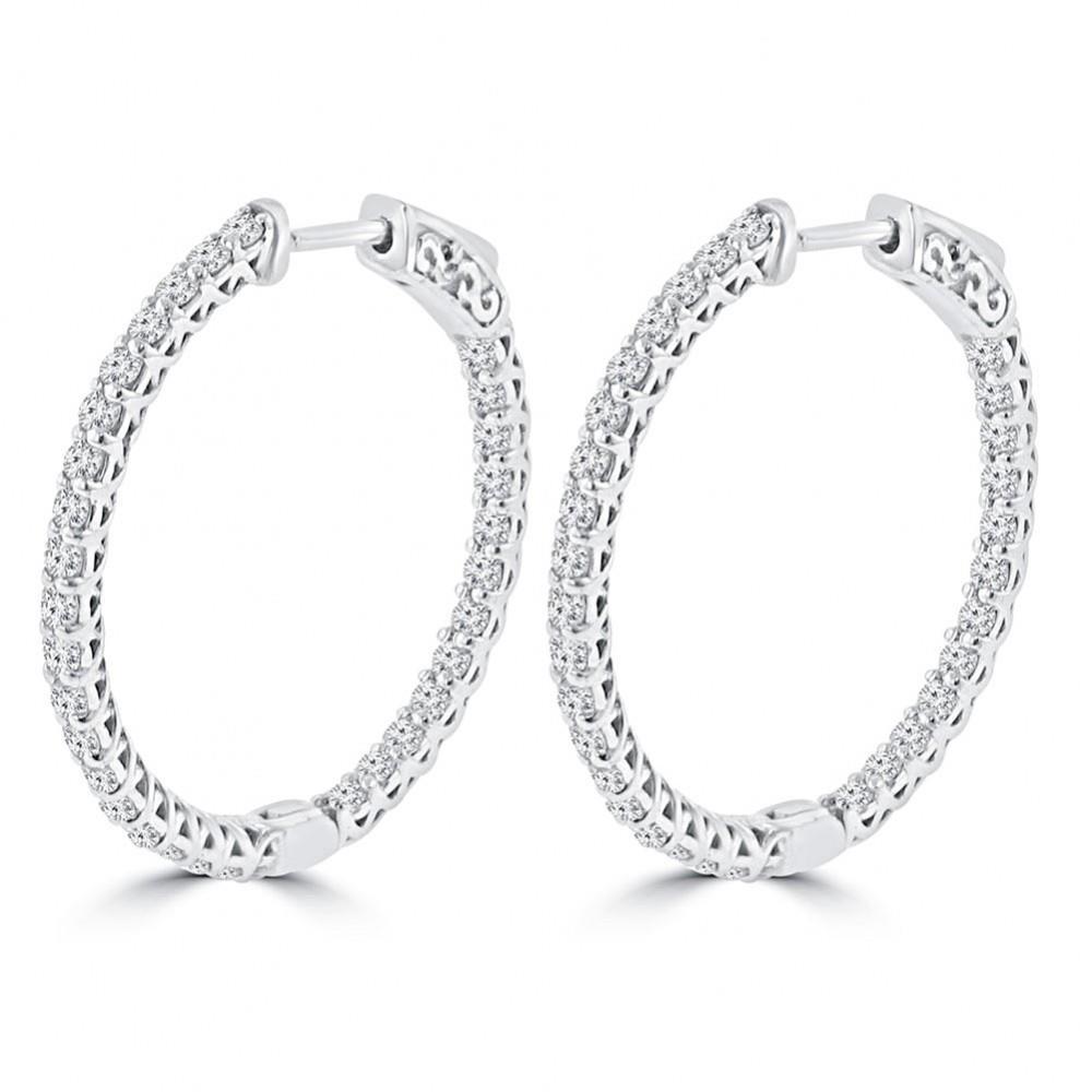 Splendidi orecchini a cerchio da donna in oro bianco con taglio rotondo e diamanti da 2.50 ct - harrychadent.pt