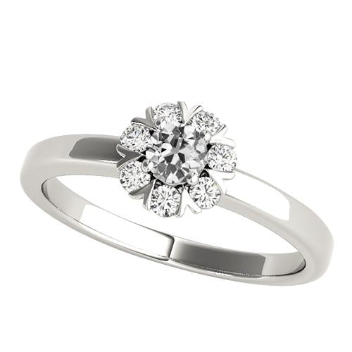 Anel de noivado de diamante Halo em ouro branco estilo estrela de corte antigo 2.25 quilates - harrychadent.pt