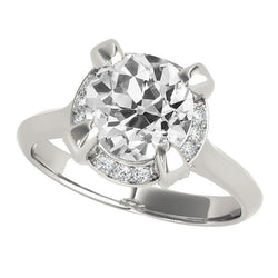 White Gold Halo Engagement Ring Round Old Miner Diamonds 5 Carats