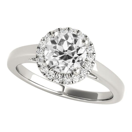 Anel de diamante redondo antigo Halo em ouro branco de 3.75 quilates - harrychadent.pt